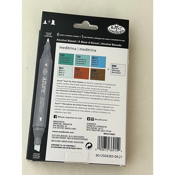 Royal & Langnickel Azure 7pc Dual-Tip Alcohol Based Marker Set & Blender - Picture 3 of 4